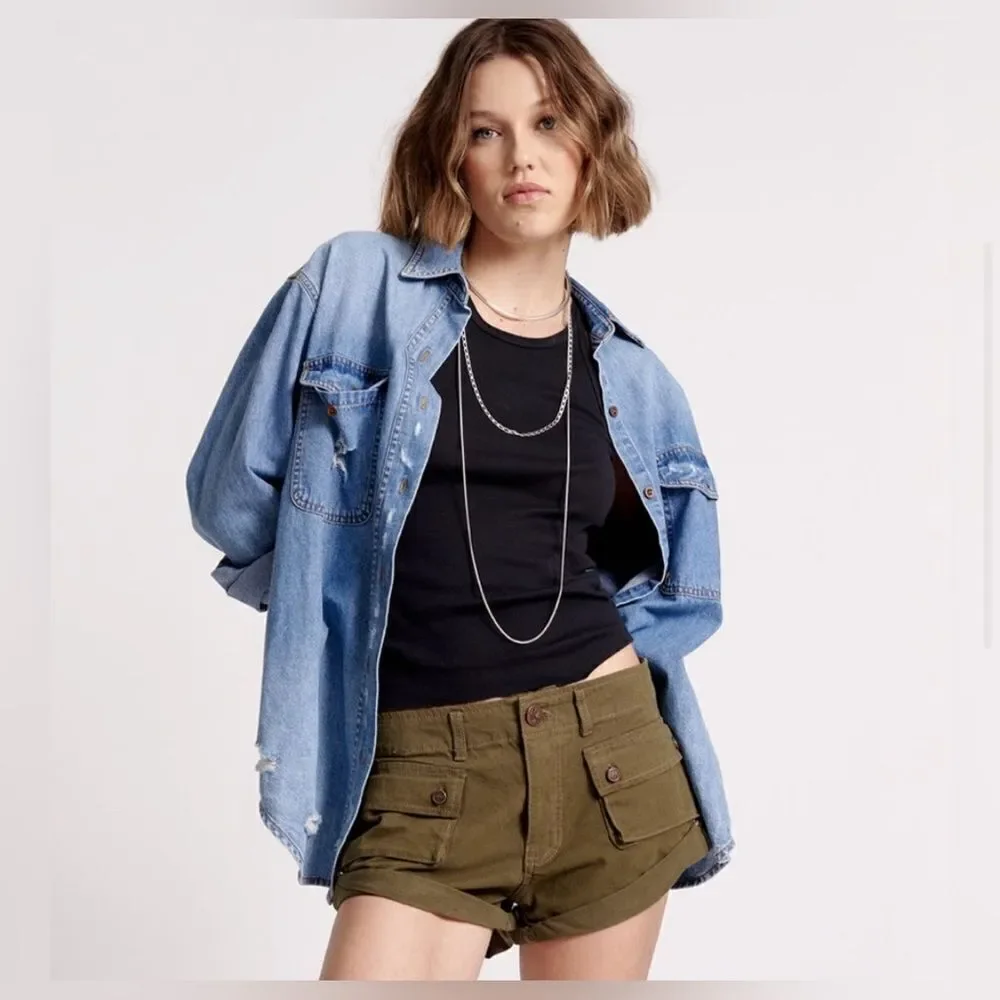 Free People One Teaspoon Dark Khaki Cadet Bandit Low-waist Short NWT Size 30